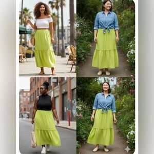 Anthropologie Vibrant Green Maxi Skirt